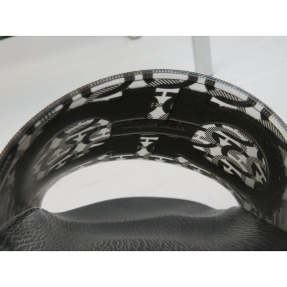 NIB FERRAGAMO GROOVE 5 TRANSPARENT BLACK RUBBER GANCINI LOGO SANDALS SLIDES 8 M main image 7
